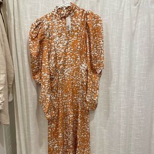 H&M Patterned Maxi Dress w/ Puff Sleeves
